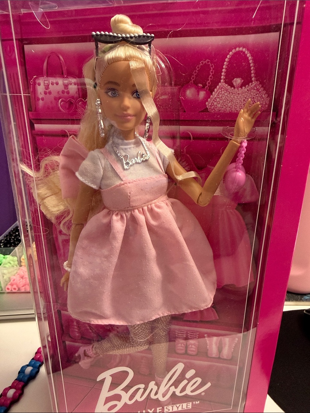 Barbie Blonde Doll in Light Pink Party Dress with Accessories